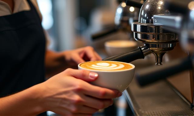Barista preparando café